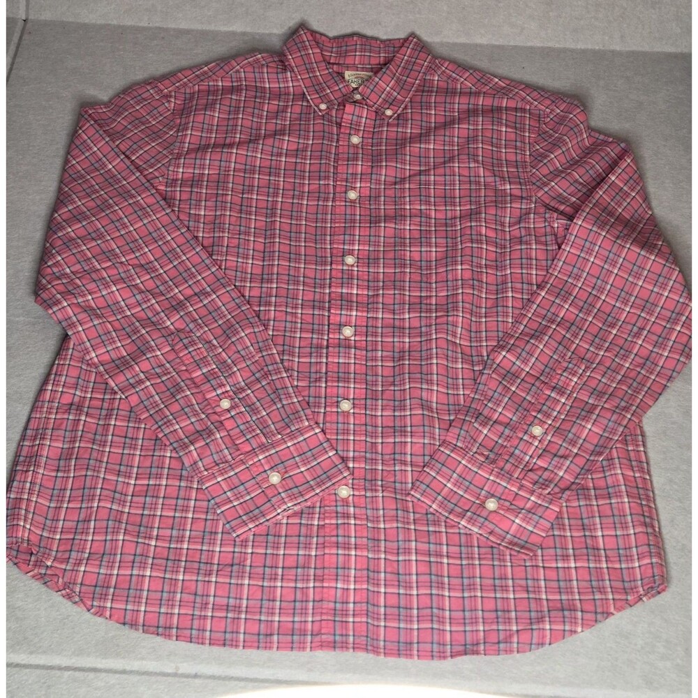 FAHERTY Button Down Shirt Men's Medium Pink Plaid Long Sleeve NWOT Prototype